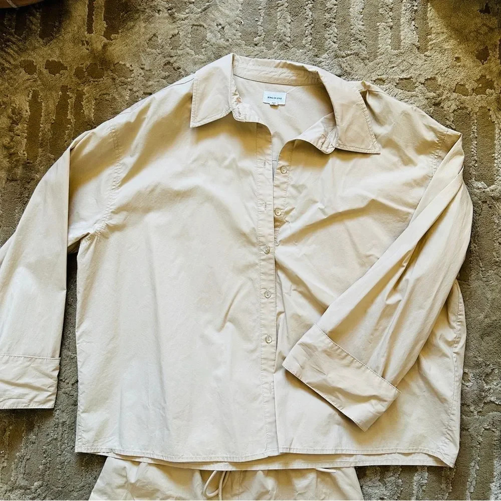 Song of Style Revolve Khaki Button Down Shirt and Shorts Set - Picture 2 of 5